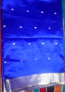 Royal Blue pure silk Saree with Gold Border