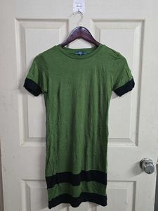 Olive Green Striped T-Shirt Dress