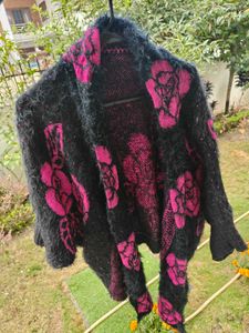Cozy Floral Knit Cardigan Shrug
