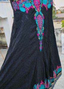 Boho Embroidered Black Maxi Dress