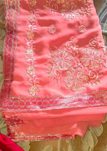 Beautiful Embroidered Pink Saree