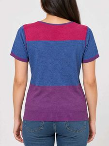 Colorblock V-Neck Top with Emblem