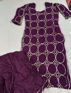 Designer Embellished Purple Kurta set