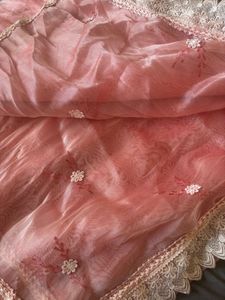 Elegant Pink Embroidered Saree