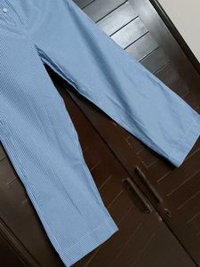 Wunder Love Blue Striped High-Rise Cotton Pants