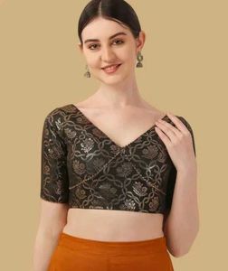Elegant Black Brocade Blouse