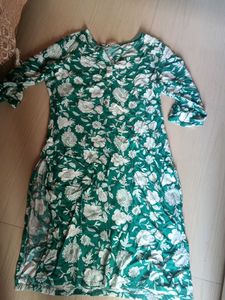 Green Floral Print Kurta