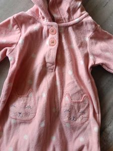Cute Pink Baby Romper with Hood