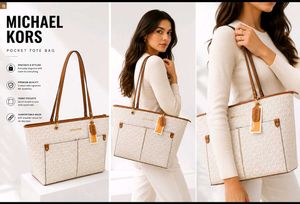 MICHAEL KORS POCKET OFF WHITE TOTE