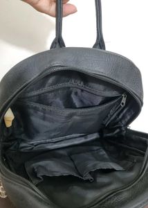 Black Faux Leather Mini Backpack