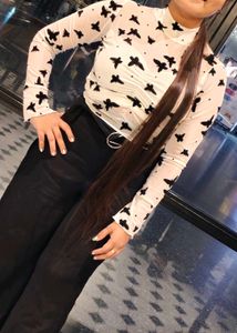 Chic Butterfly Print Mesh Top