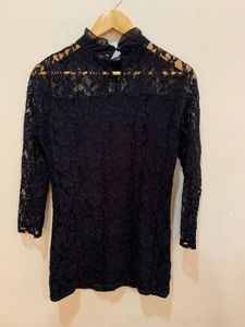 Black Lace High Neck Top