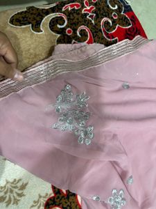 classic pink saree heavy elegant look
