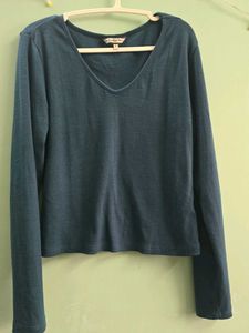 Teal Blue Long Sleeve V-Neck top