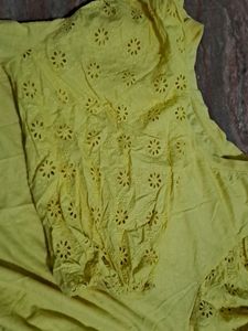 Yellow Cold Shoulder Top