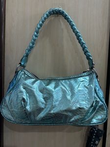 COMBO Teal Shoulder Bag+Sequin Clutch+Charm