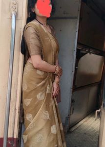 Elegant Brown Saree with Leaf Print