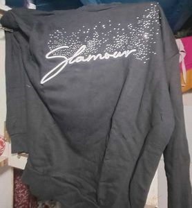Glamour Sweatshirt with Rhinestone Detail
