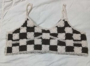 Crochet 👗Checkerboard Crop Top