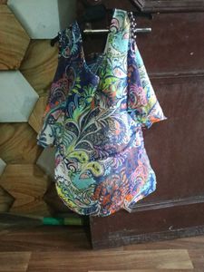 Vibrant Cold Shoulder Boho Blouse