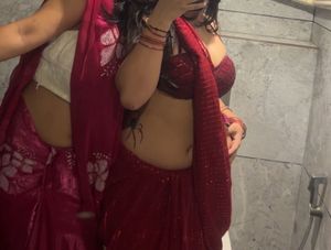 Red Sequin Saree