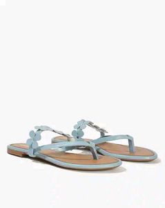 Cute Blue Floral Flat Sandals