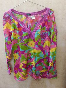 Vibrant Floral Print Long Sleeve Tunic Top