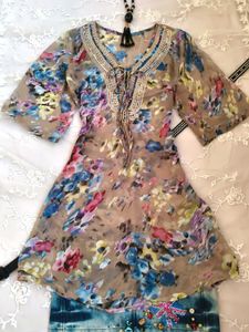 chatpata neckline sheer kurti