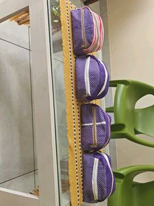 Set of 4 Purple Polka Dot Pouches