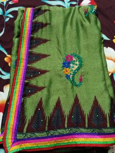 Beautiful Green Embroidered Saree