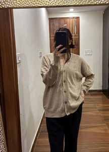 Beige Buttoned down Knit Cardigan