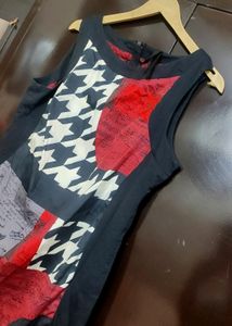 Multi Printed Cut Sleeves Dress For 36 Bust