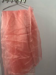 peach organza saree