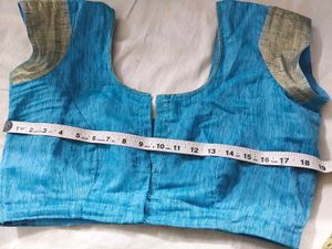 Blue Saree with Gold Border, matching blouse