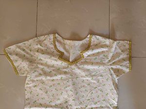 Unused Floral Print Cotton Kurta