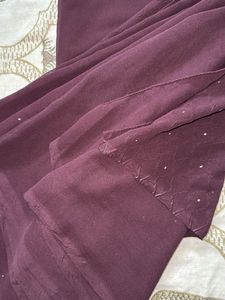 Georgette Burgundy Saree