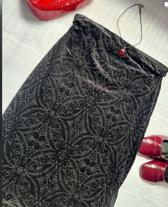 Black Velvet Printed Ethnic Skirt