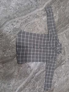women Grey Plaid Button-Up Shirt