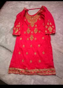 Combo 2 Red Kurta Set with Gold Embroidery
