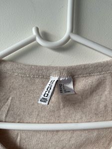 Cute Beige Ribbed Crop Top