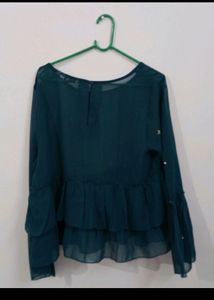 Peacock Blue Semi Transparent Top