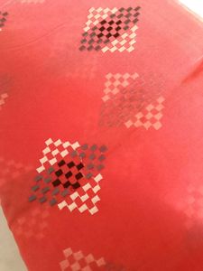 Elegant Coral Embroidered Saree