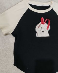 Cute Dog Graphic Raglan Tee