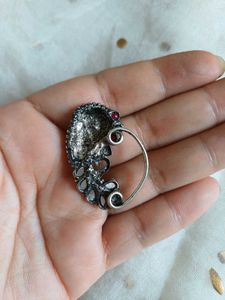 brass maharashtrian clipon Peacock Nose Pin