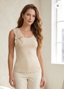 Elegant Cream Top with Lace Detail