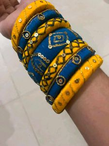 Vibrant Blue &amp; Yellow Bangle Set