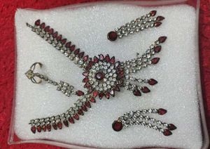 Elegant Red & White Stone Jewellery Set