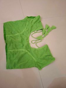 Bright Green Net Blouse