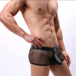 Men's Mesh &amp; Faux Leather Briefs