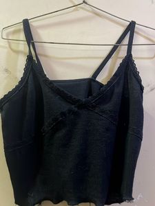 Black Lace Trim Cami Top